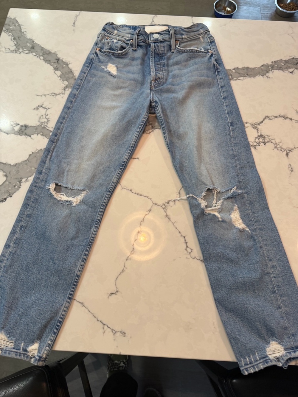 MOTHER Light Blue Distressed Boyfriend Jeans